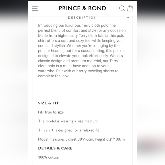 EUC Prince & Bond Terry Polo, Size XL - Picture 10 of 10